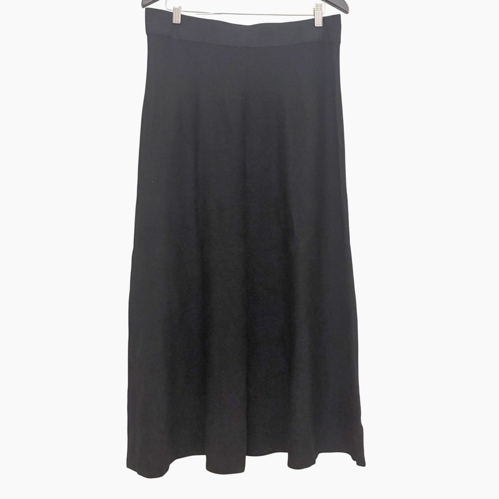 Worthington Sweater Knit Maxi Skirt XL Black Shimmer Glitter Stretch Fall Winter